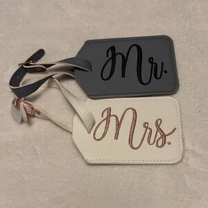 Luggage Tags Mr. and Mrs. - Gray and Cream NWT